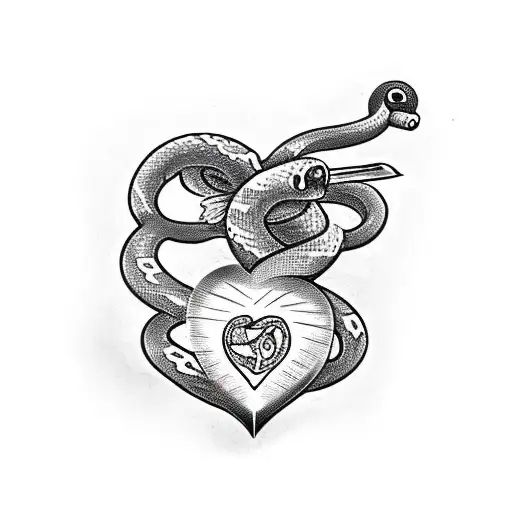 Heart With A Knife In It And A Snake Wrapped Around It