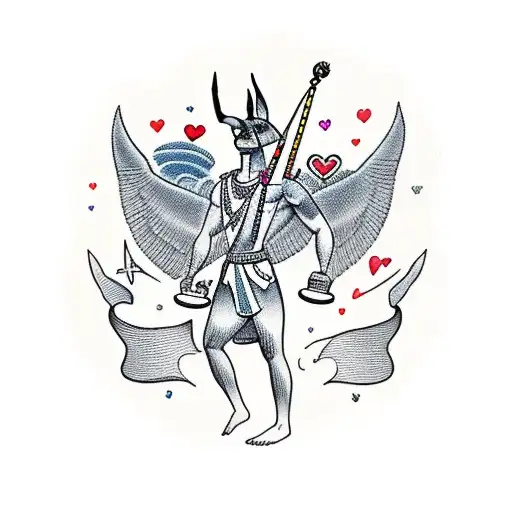 Anubis Holding A Scale That Weighs Heart To A Feather