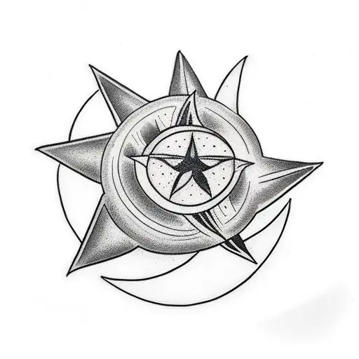 Half Moon And Star Black And White