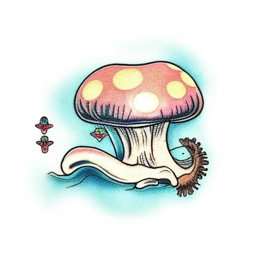 Mushroom Tattoo With Fairy