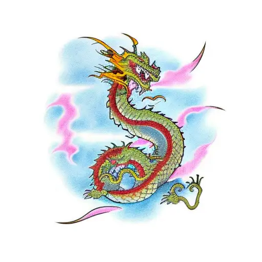 Dragon And Japanese Warrior Killing Dragon