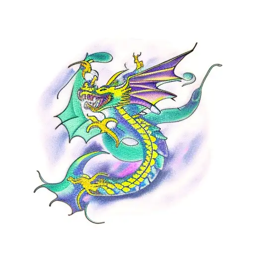 Dragon Green And Purple