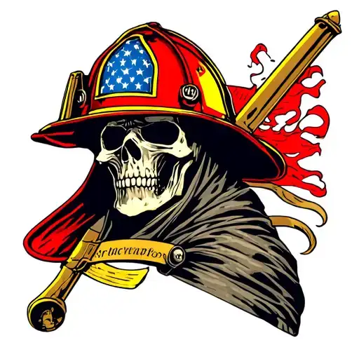 Grim Reaper With Firefighter Helmet