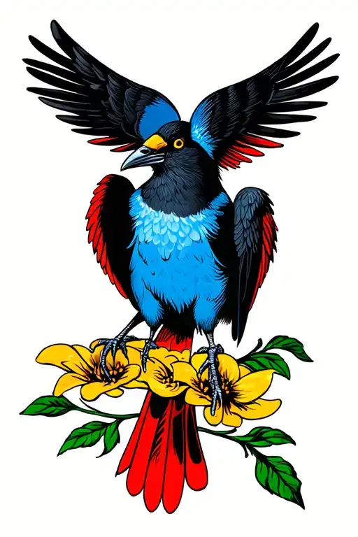Black Talingo Bird With Blue Chest