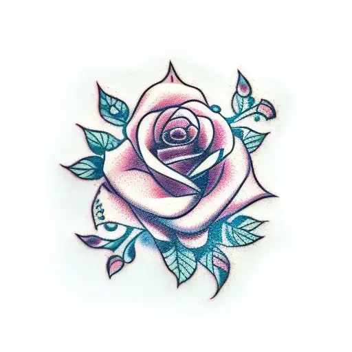 Rose With Cursive Coming Off Thorns