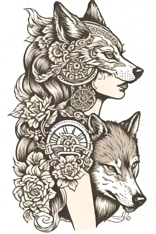 Woman With A Wolf In Head