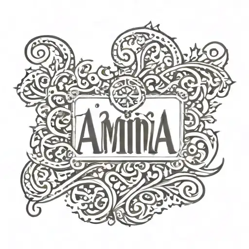 Written Name Amina In Arabic Letters A