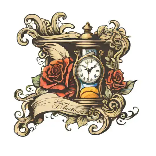 Clock Inside Hour Glass With Sand