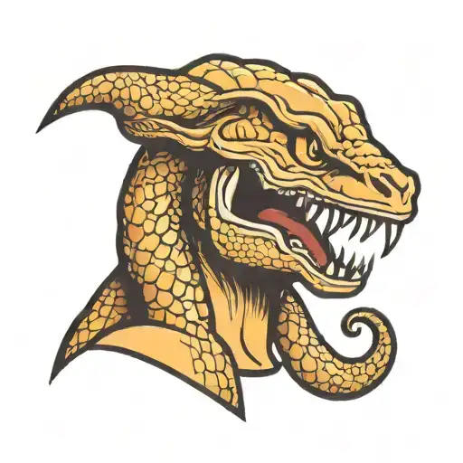 Snake Hissing With Knife Through Head Profile Holding