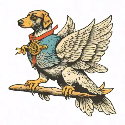 Dog Riding A Pigeon