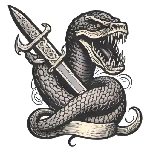 Black Mamba Hissing Stabbed Through The Head With A Curved Knife