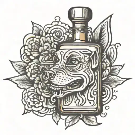 El Barrio Design Featuring Tequila Bottle With A Dog