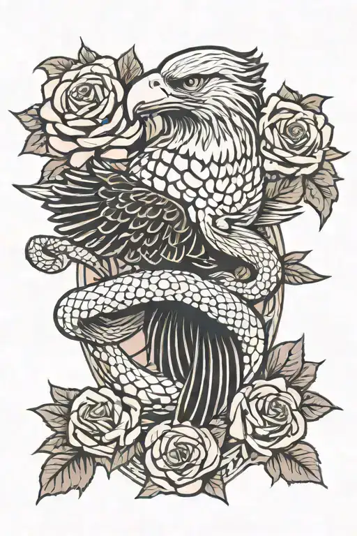 Snake And Rose And Eagle