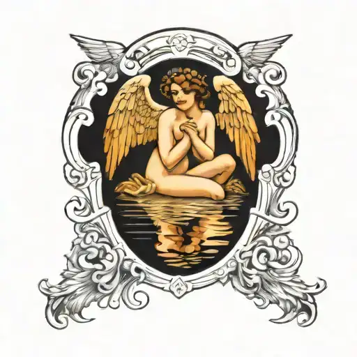 Angel Watching His Reflection In The Water