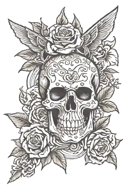 Skull Roses Guns Devil