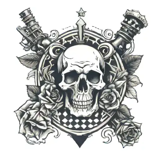 Skull Roses Guns Chess