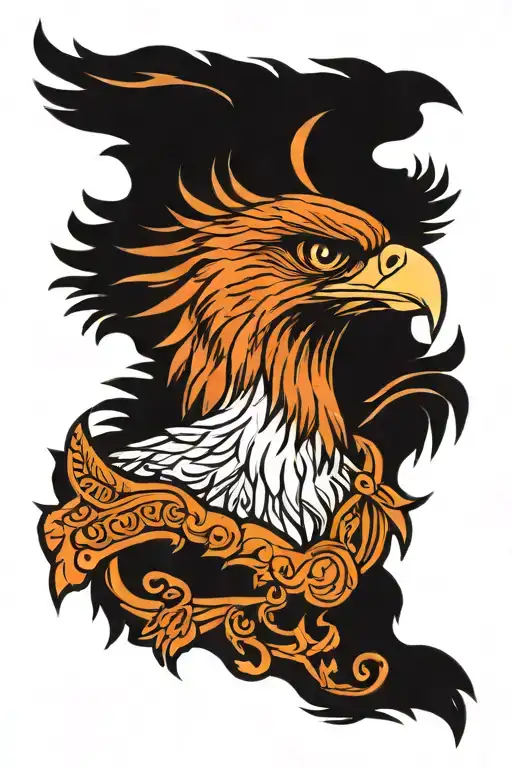 Traditional Eagle Over A Tiger Head Chest Tattoo Design