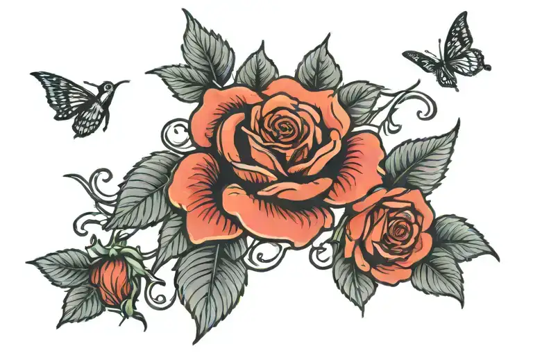 Rose Tattoo With Last Name Goldaracena With It Being Underline
