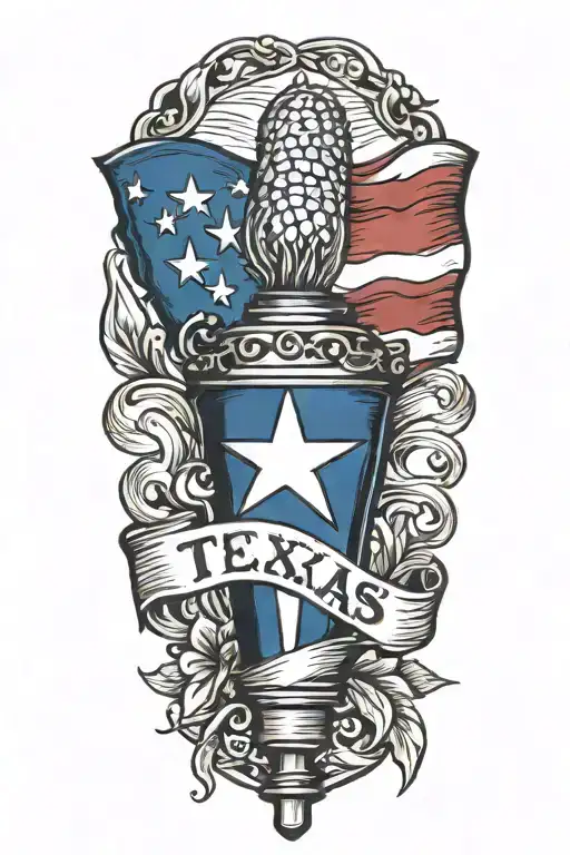 Draw Me A Torch With A Texas Flag Intertwined