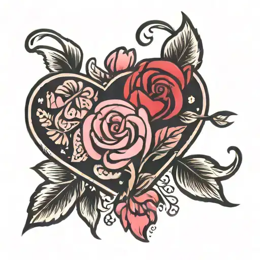 Cute Love Heart Pink And Red