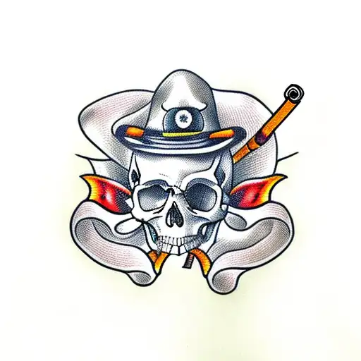 Skull With Cigarette