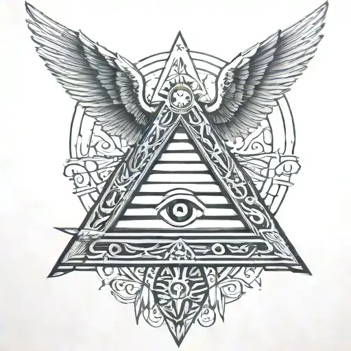 Army Color Filigree All Seeing Eye Pyramid Wings In Background Anunnaki