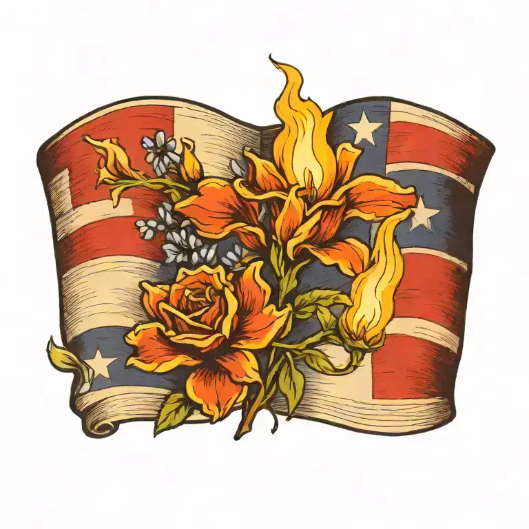 Draw Me A Torch With A Texas Flag And Bluebonnet Flower Intertwined