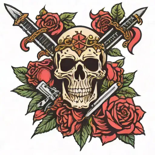 Skull Roses Sword