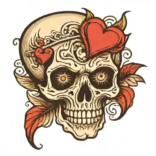Skull With Heart Shaped Eyes