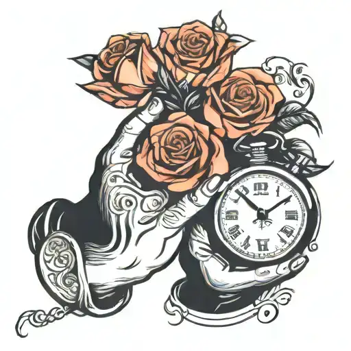 Praying Hands Preaching With Clock And Rose