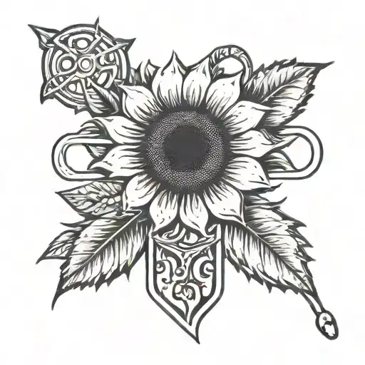 Safety Pin And Sunflower
