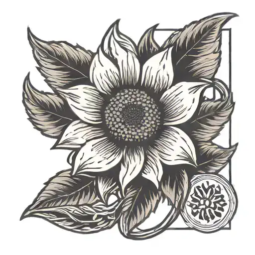 Safety Pin With Small Sunflower