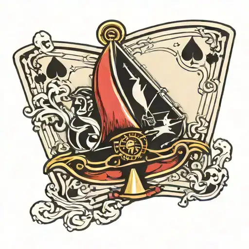 Yacht And Ace Of Clubs Card