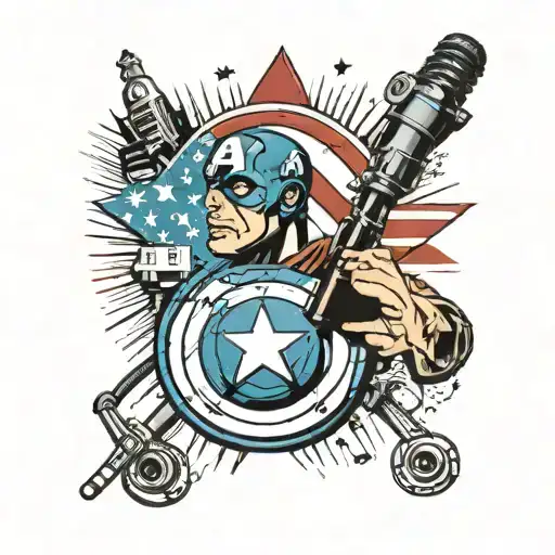 Captain America Shield Microphone Surrounded By Musical