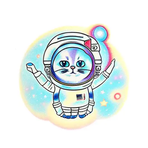 A Astronaut Cute Cat All Body In The Galaxy