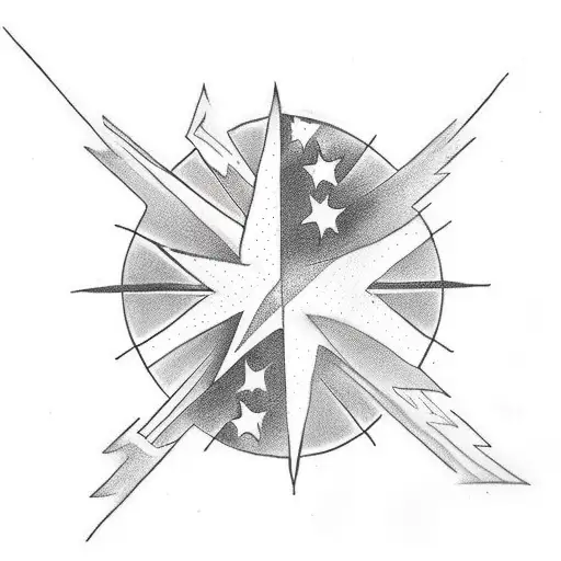 Star Next To Half Moon Black And White