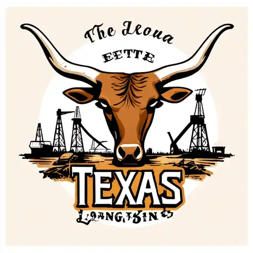 Texas Longhorns Logo With Oil Rigs In Background