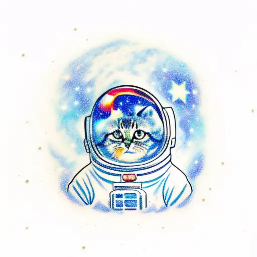 A Astronaut Cute Cat In The Galaxy