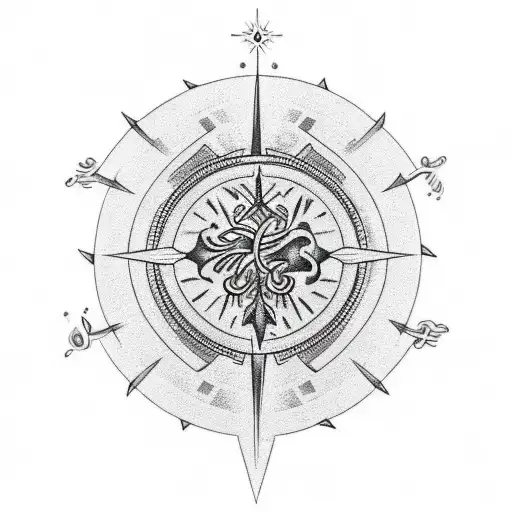 Male Shoulder Black And White Tree Of Life Compass
