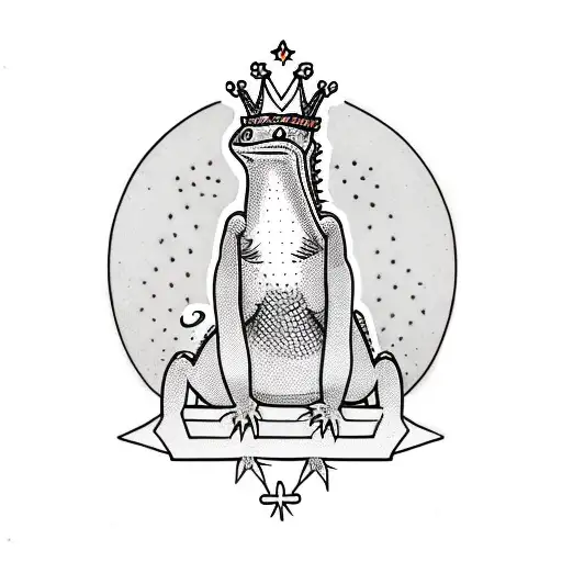 Lizard Sitting On A Throne With A Crown On