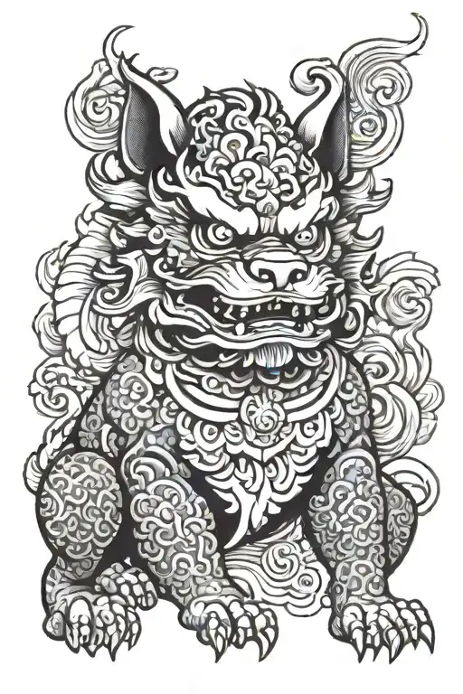 Japanese Foo Dog Neo Traditional Style