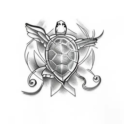 Turtle With Fine Line Work