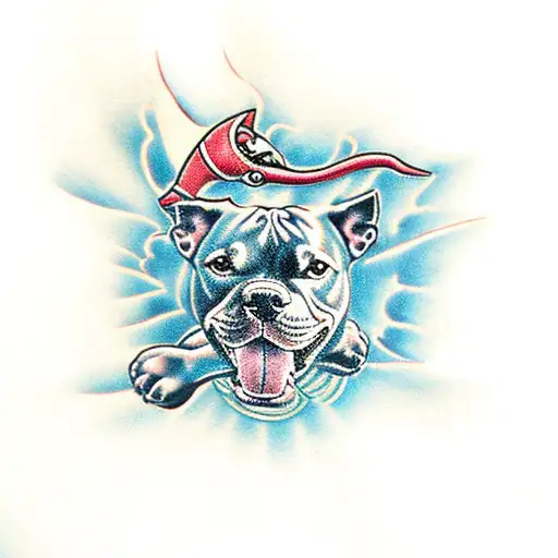 Pittbull Diving In Water