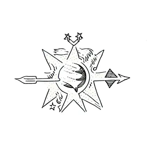 A Blue Star With Arrows In It