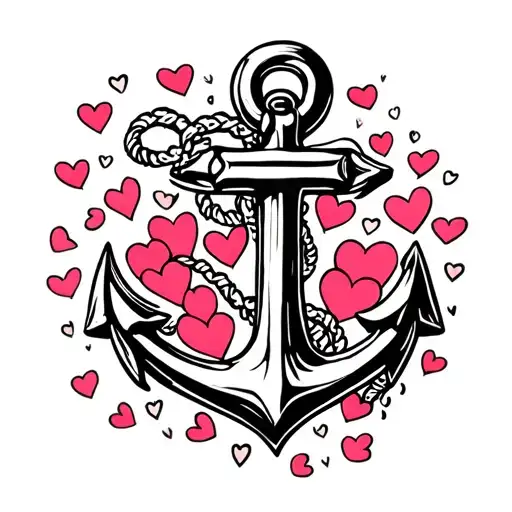 Anchor Surrounded By Hearts
