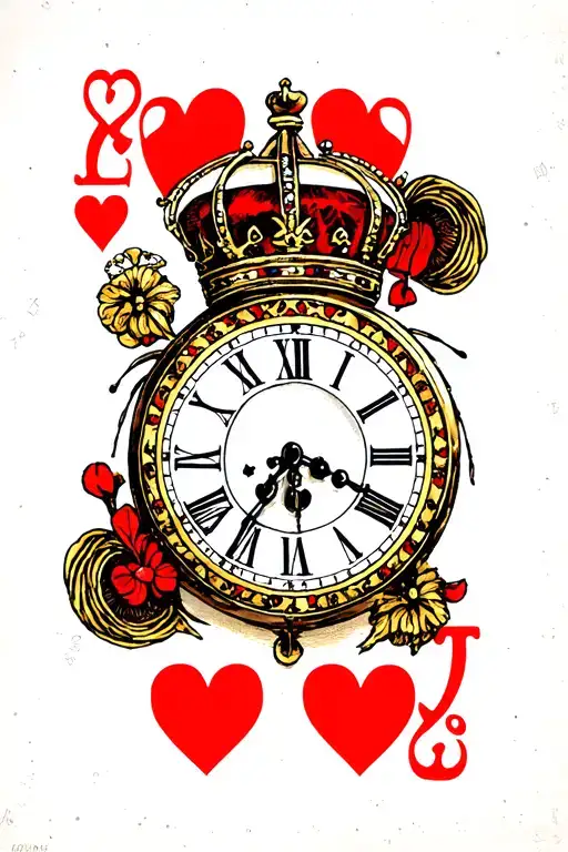 Clock And King Of Hearts Surrounded