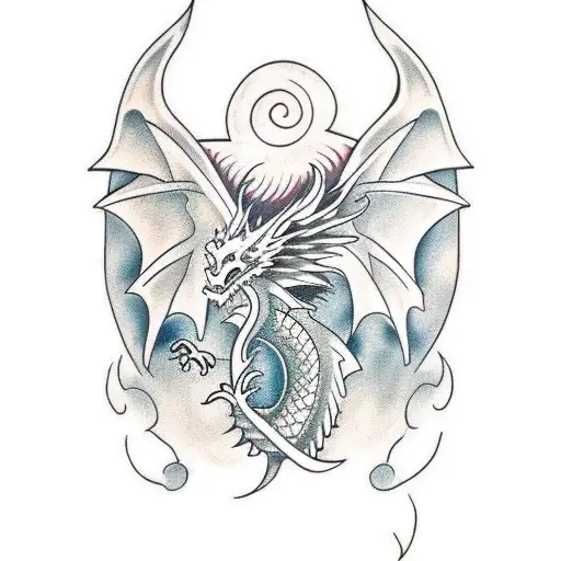 Dragon With Fire Wings