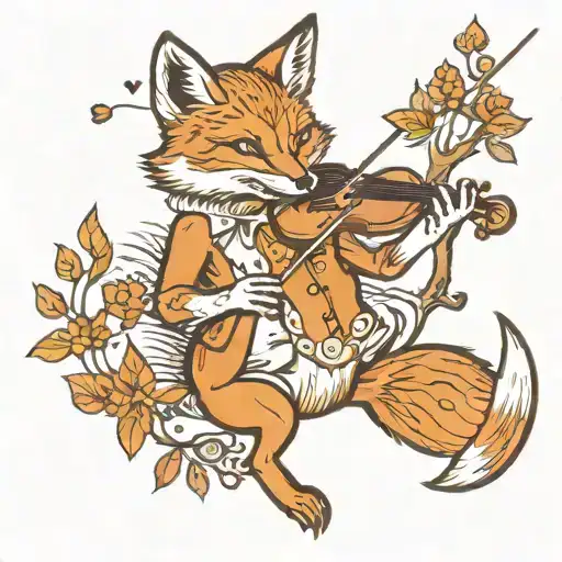 A Fox Playing A Violin In A Mystical Forest Setting
