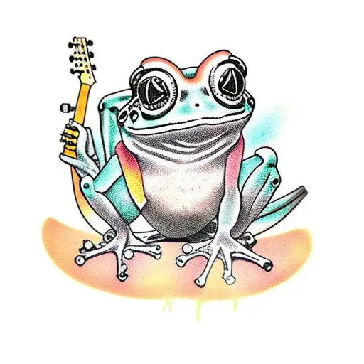 Punk Frog With Guitar