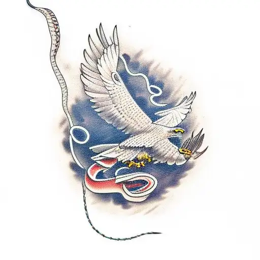 An Eagle Killing A Snake